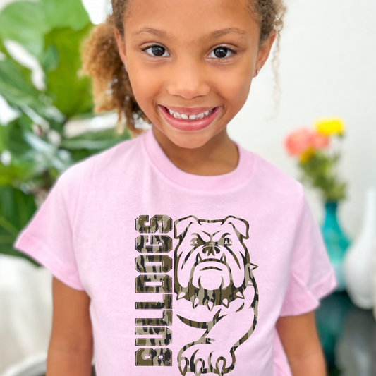 Hamilton Bulldogs camo bulldog toddler T-shirt in Pink