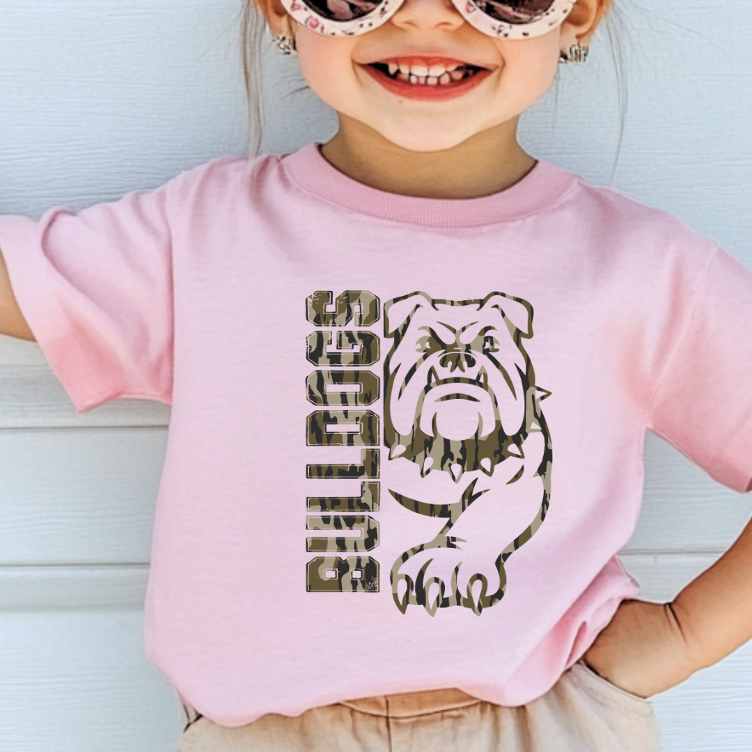 Hamilton Bulldogs camo bulldog toddler T-shirt in Pink