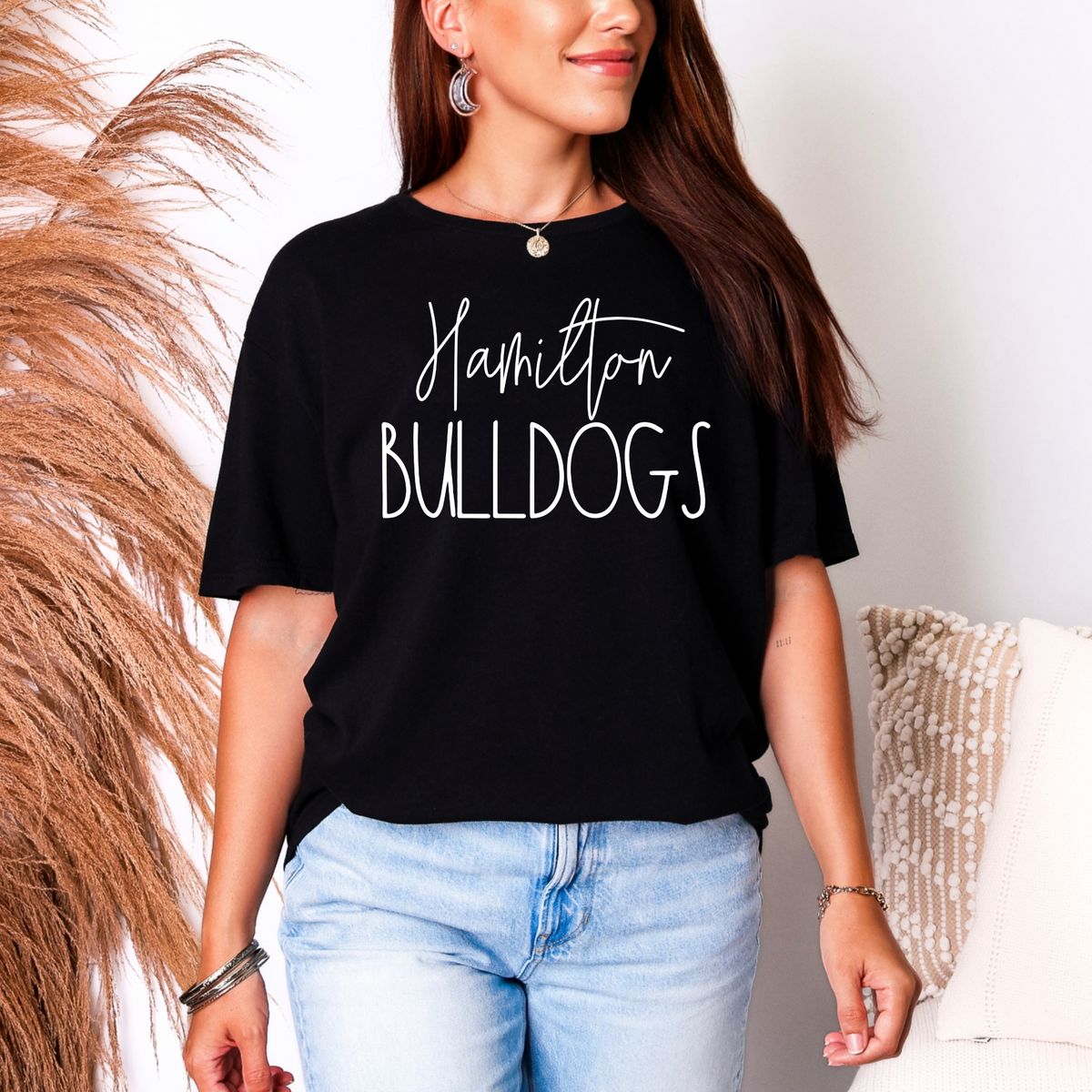 Hamilton Bulldogs script T-shirt in Black