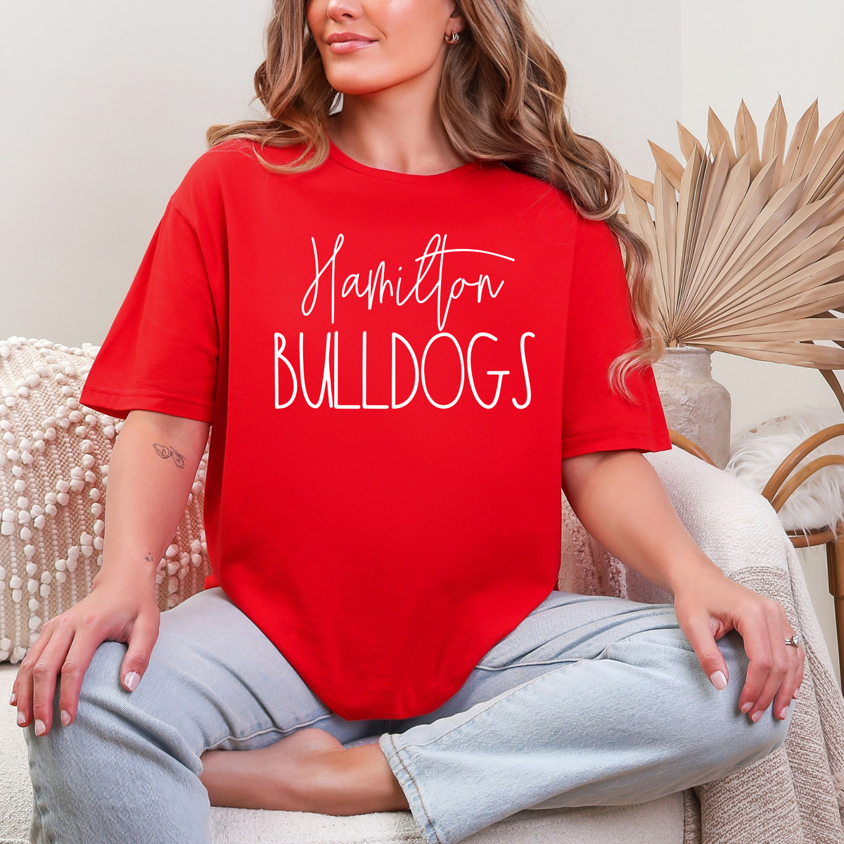 Hamilton Bulldogs script T-shirt in Red