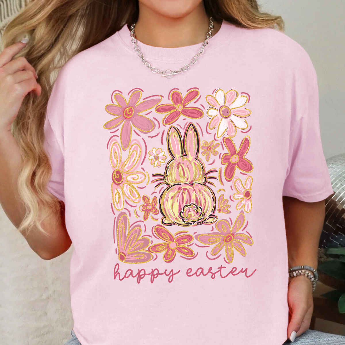 He Is Risen Matthew 28:6 Easter graphic Comfort Colors T-shirt in Blossom