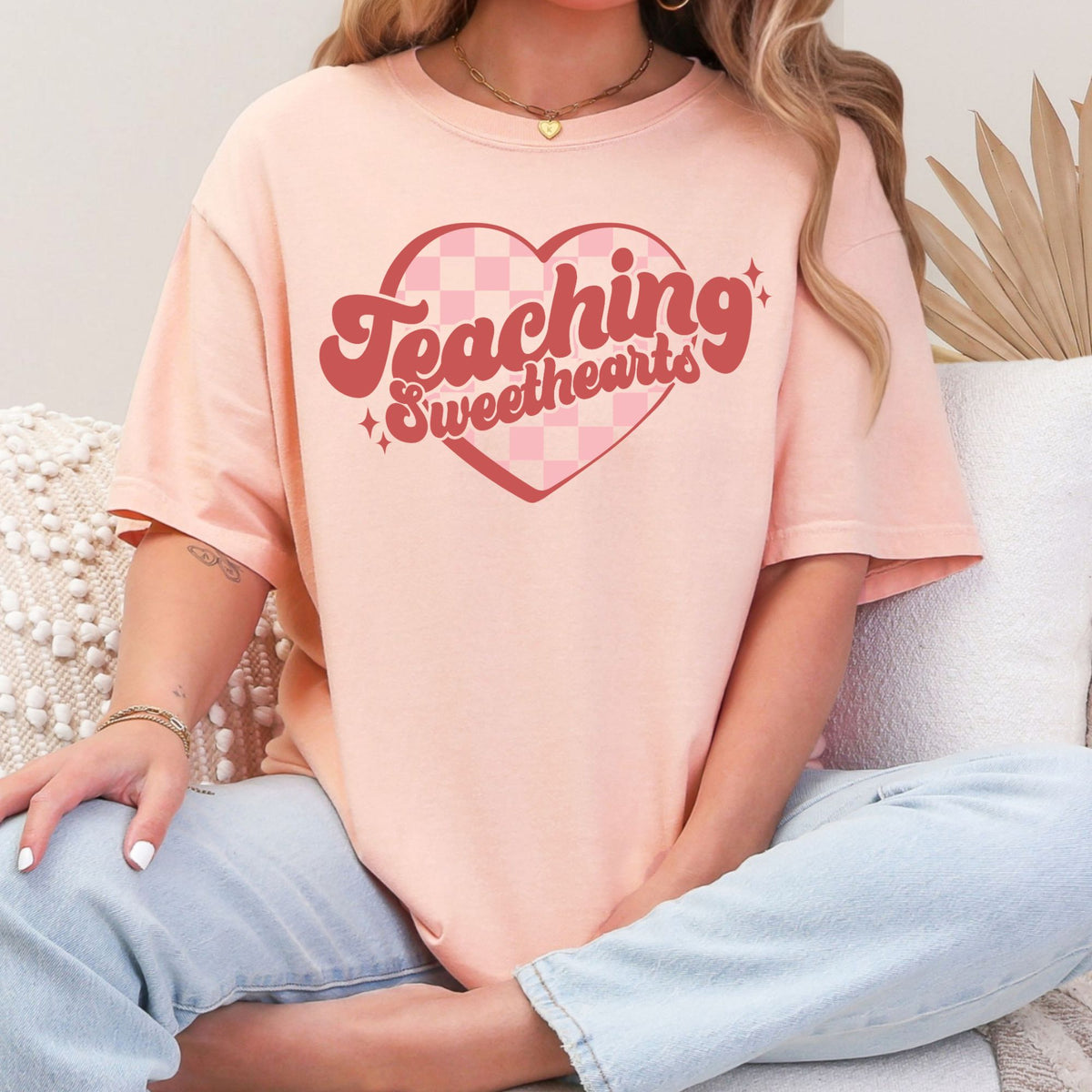 In My Valentine Era graphic T-shirt in Peachy