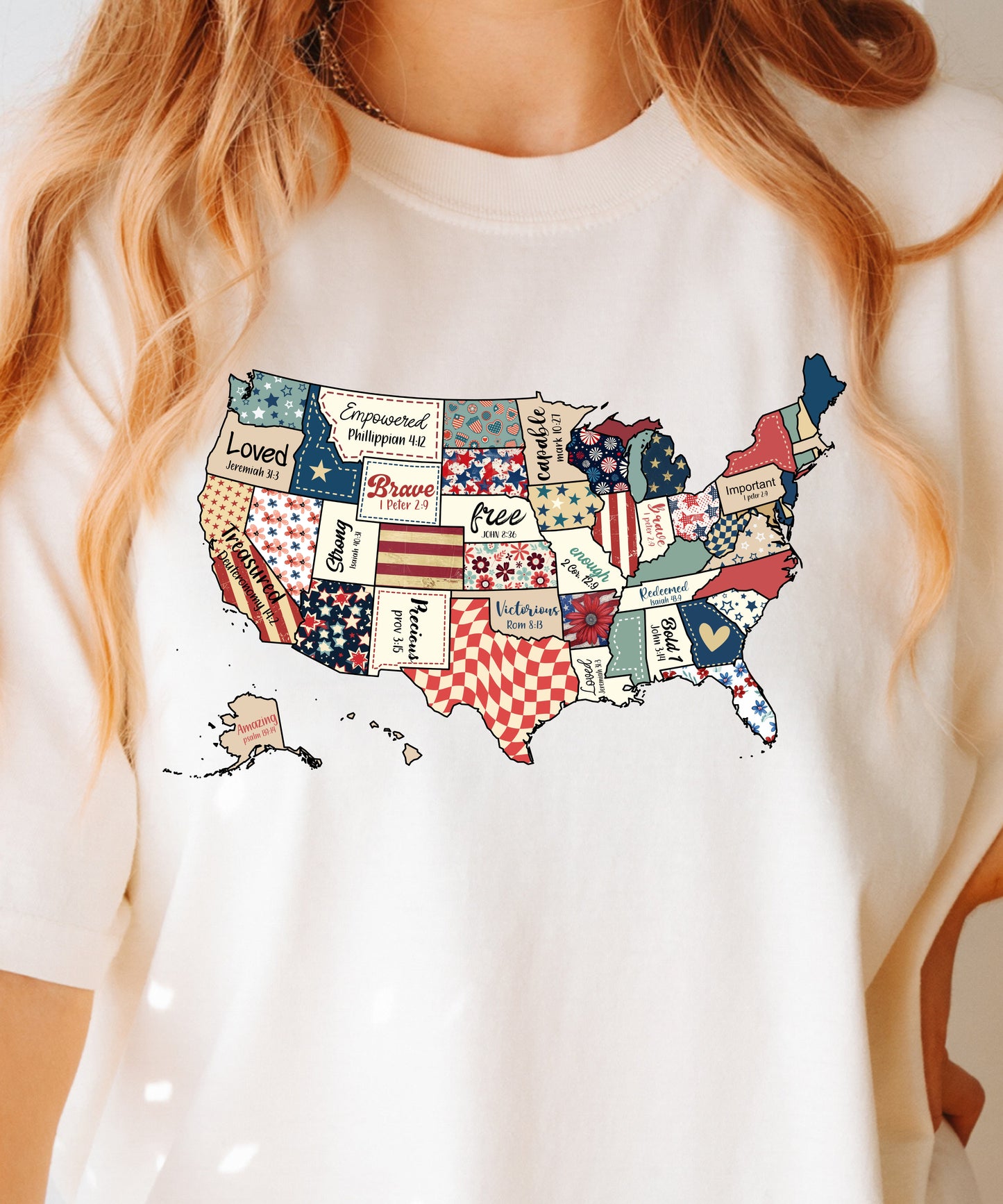 Faith USA Map T-Shirt | Scripture-Inspired Patriotic Comfort Colors Tee