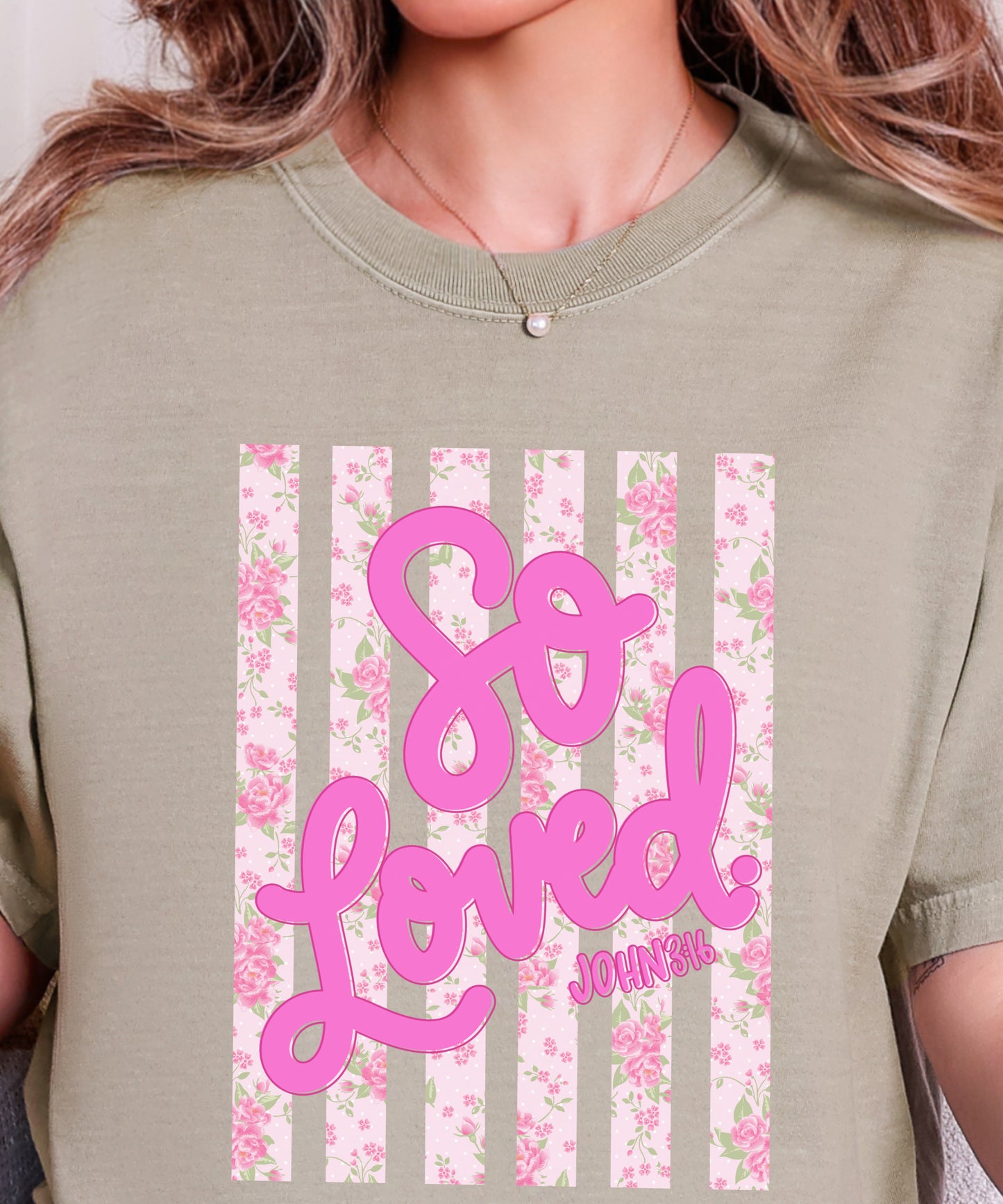 So Loved Floral Christian T-Shirt | John 3:16 Faith Comfort Colors Tee