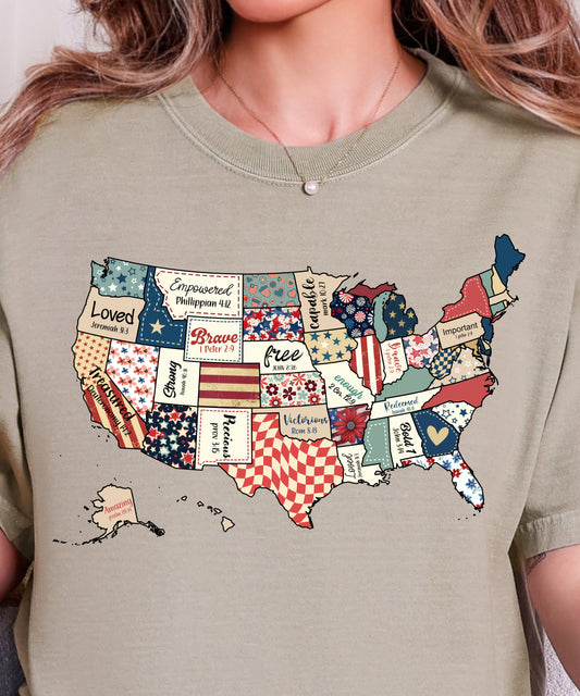Faith USA Map T-Shirt | Scripture-Inspired Patriotic Comfort Colors Tee