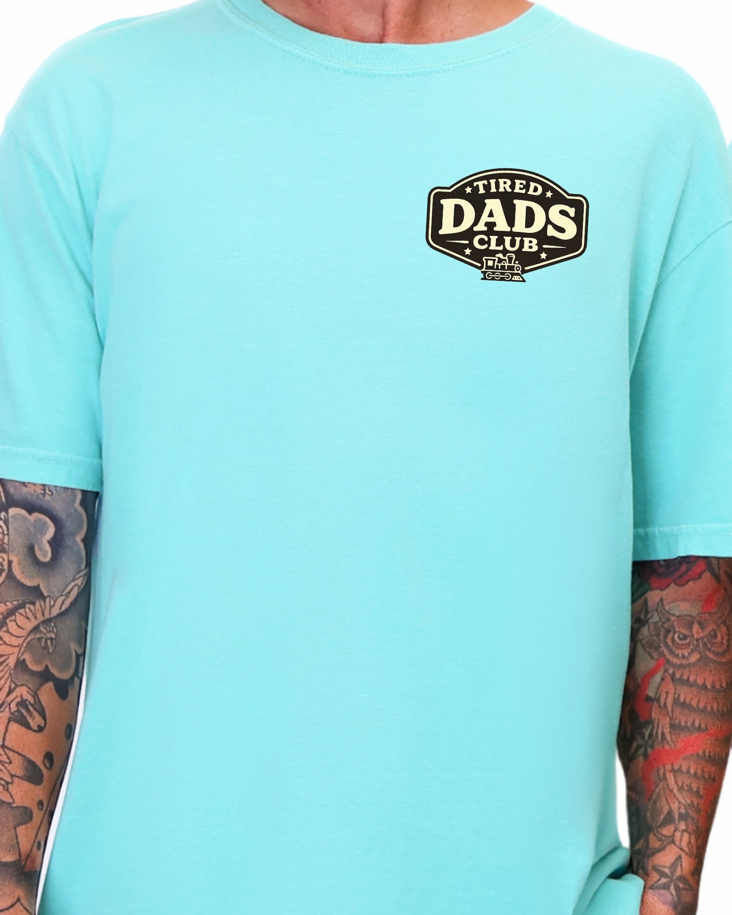 Tired Dads Club Train Shirt, Play Mat Tshirt for Dad, Interactive Tee, Fun Dad Gift, Train Engineer Shirt, Sensory Play Tee