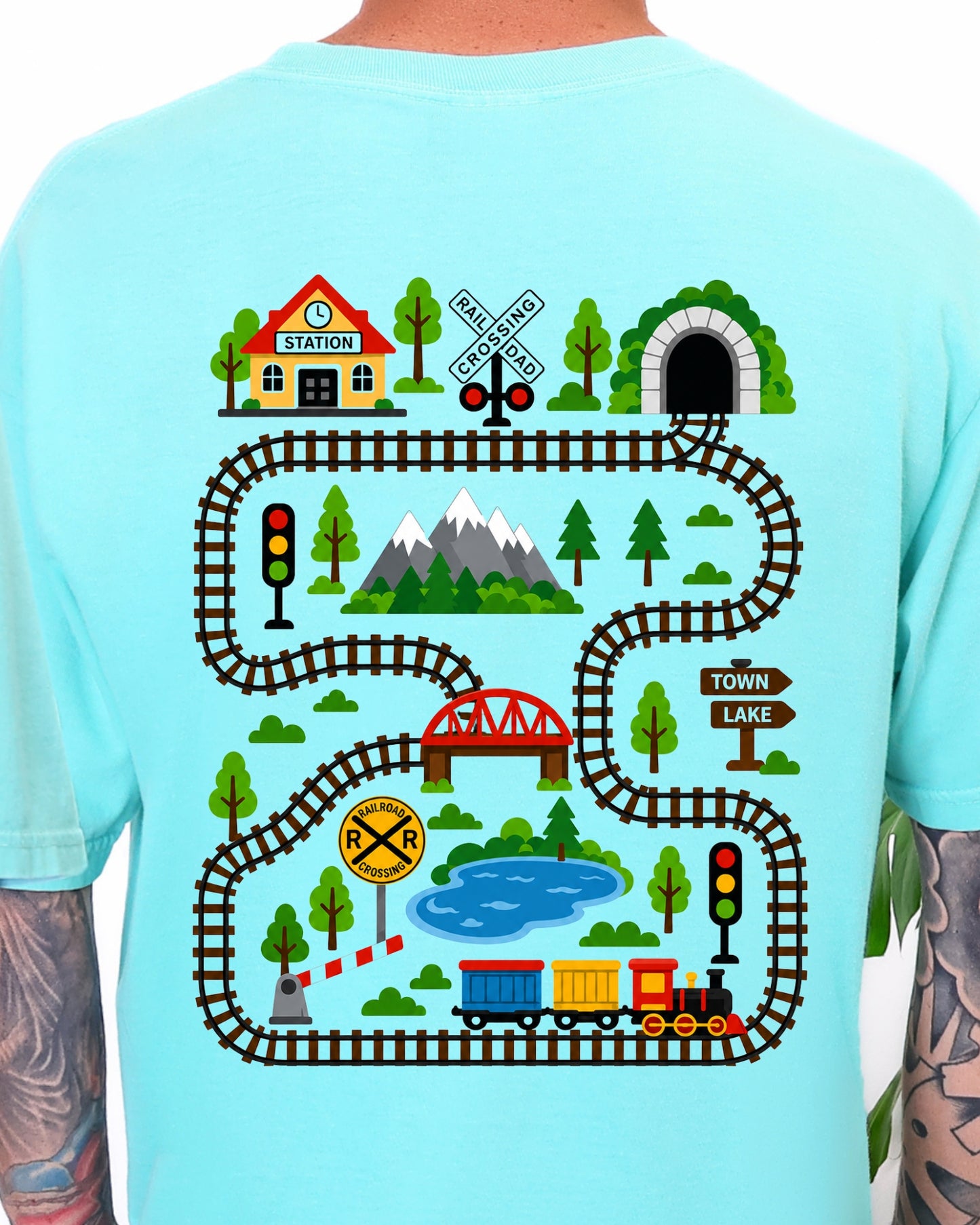 Tired Dads Club Train Shirt, Play Mat Tshirt for Dad, Interactive Tee, Fun Dad Gift, Train Engineer Shirt, Sensory Play Tee