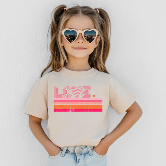 Love stripes youth graphic T-shirt in Natural