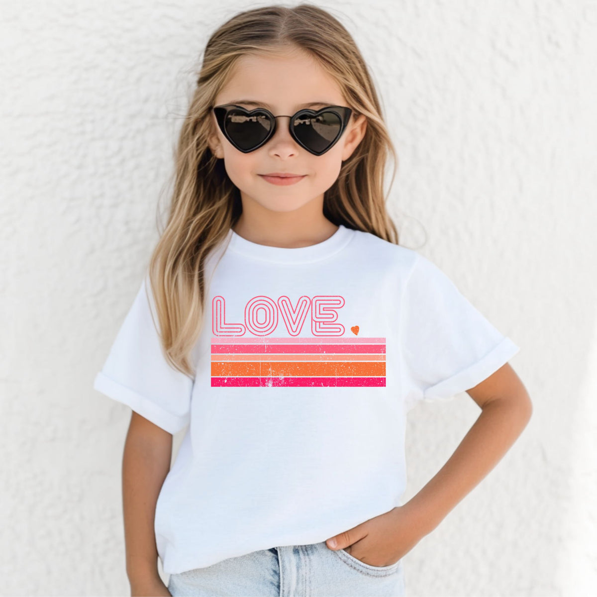 Love stripes youth graphic T-shirt in White