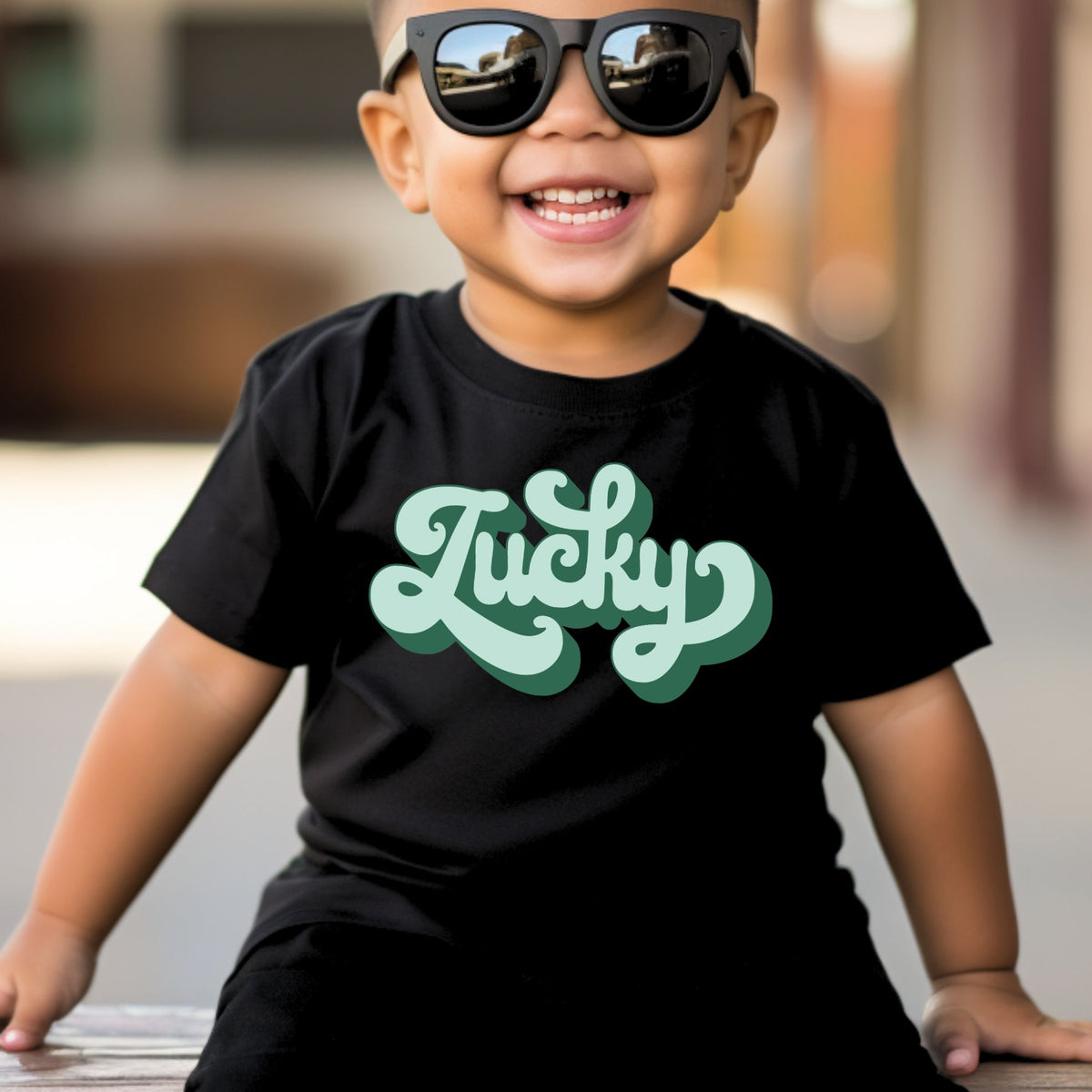 Lucky graphic toddler T-shirt in black