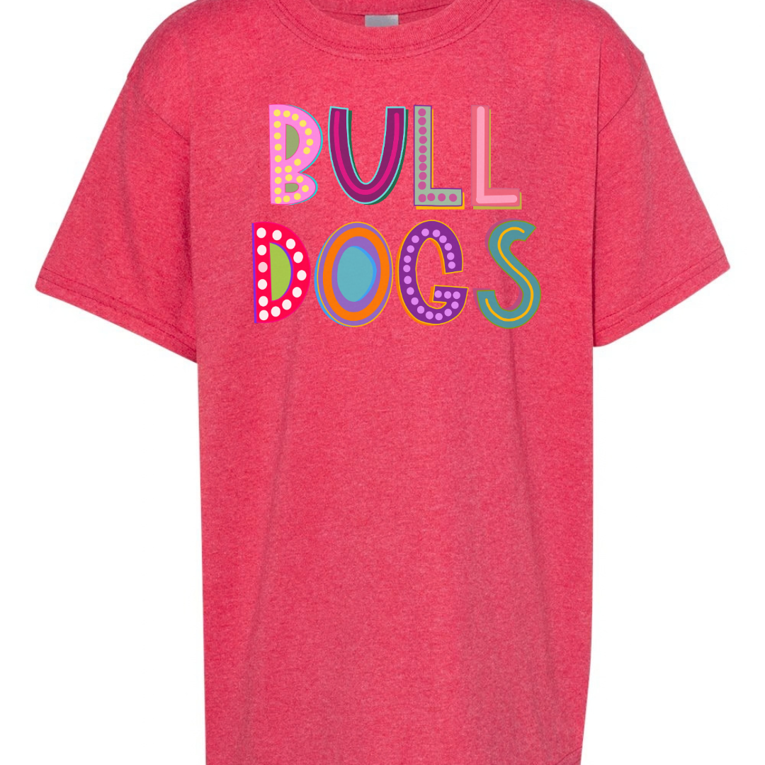 marquee bulldogs youth t shirt 5000b -heather red- flatlay