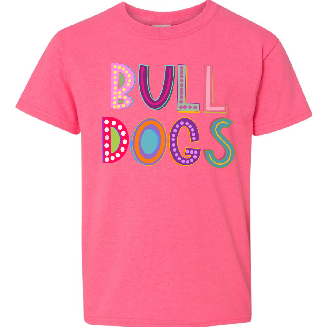 marquee bulldogs youth t shirt 5000b -safety pink- flatlay