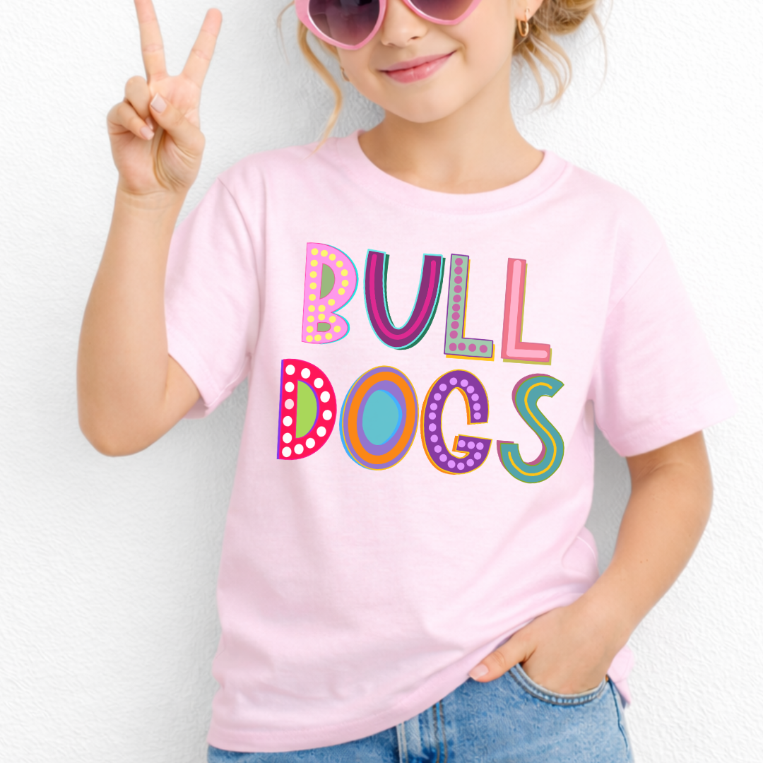 marquee bulldogs youth t shirt gildan 5000B -light pink- girl lifestyle