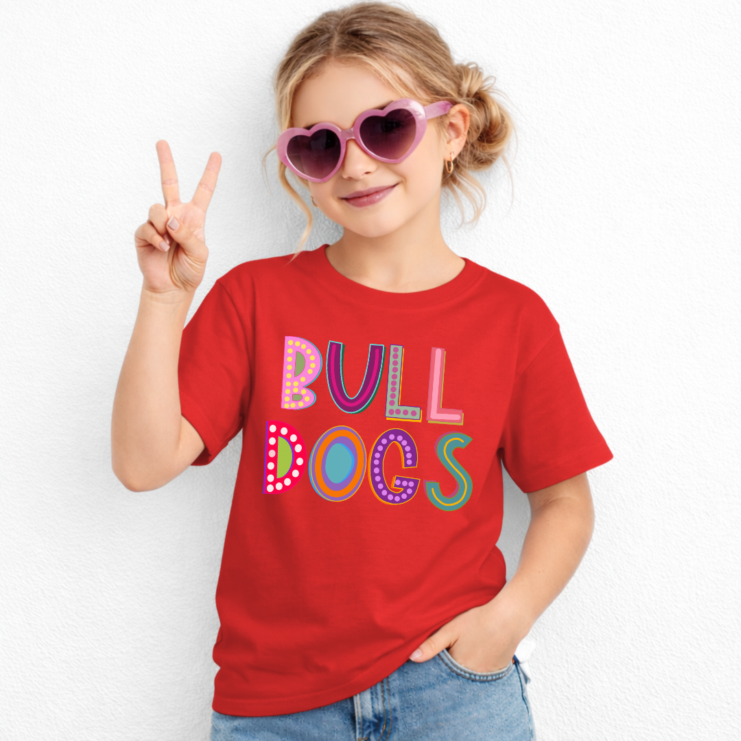 marquee bulldogs youth t shirt gildan 5000B -red- girl lifestyle