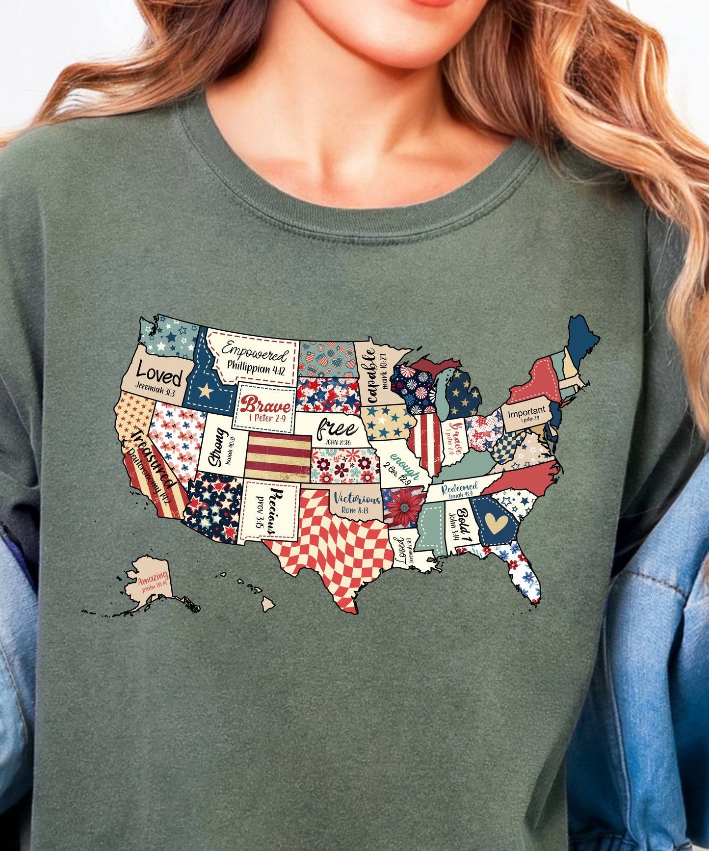 Faith USA Map T-Shirt | Scripture-Inspired Patriotic Comfort Colors Tee