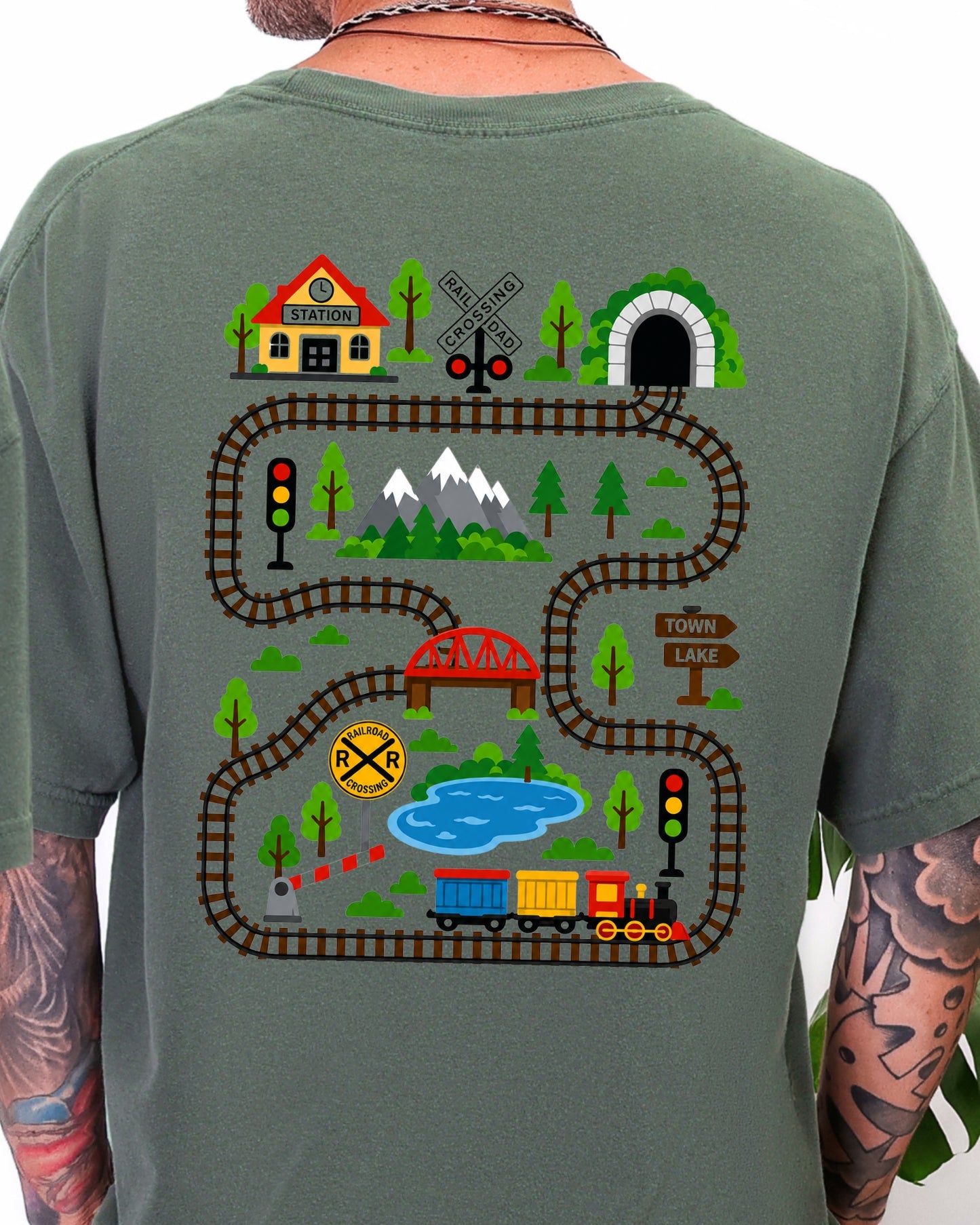 Tired Dads Club Train Shirt, Play Mat Tshirt for Dad, Interactive Tee, Fun Dad Gift, Train Engineer Shirt, Sensory Play Tee