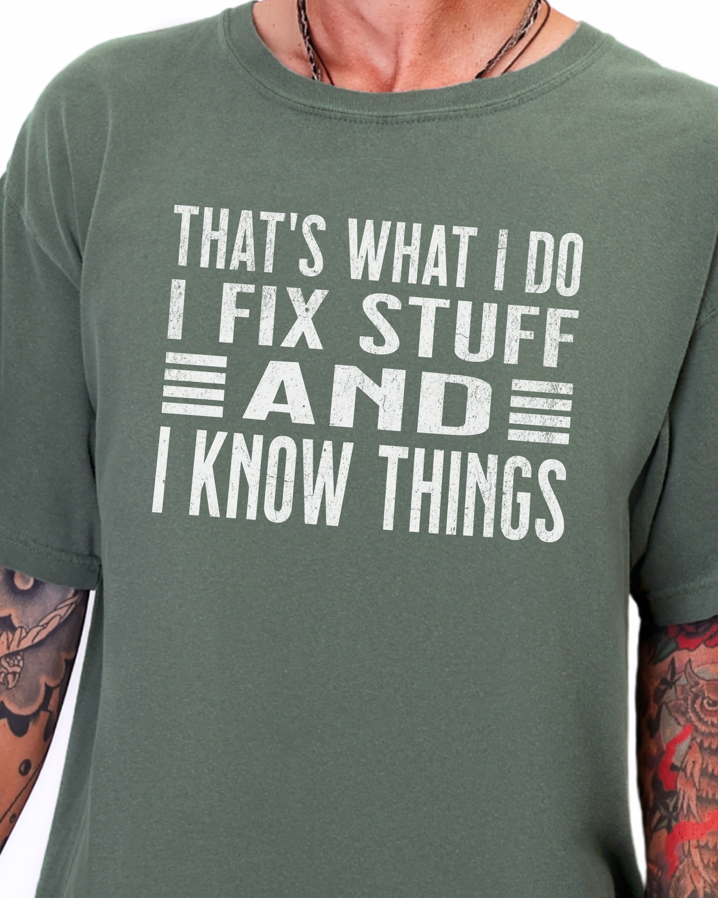 Funny Dad Shirt, I Fix Stuff and I Know Things Shirt, Comfort Colors Men’s Tee, Handyman Shirt, Father’s Day Gift for Dad