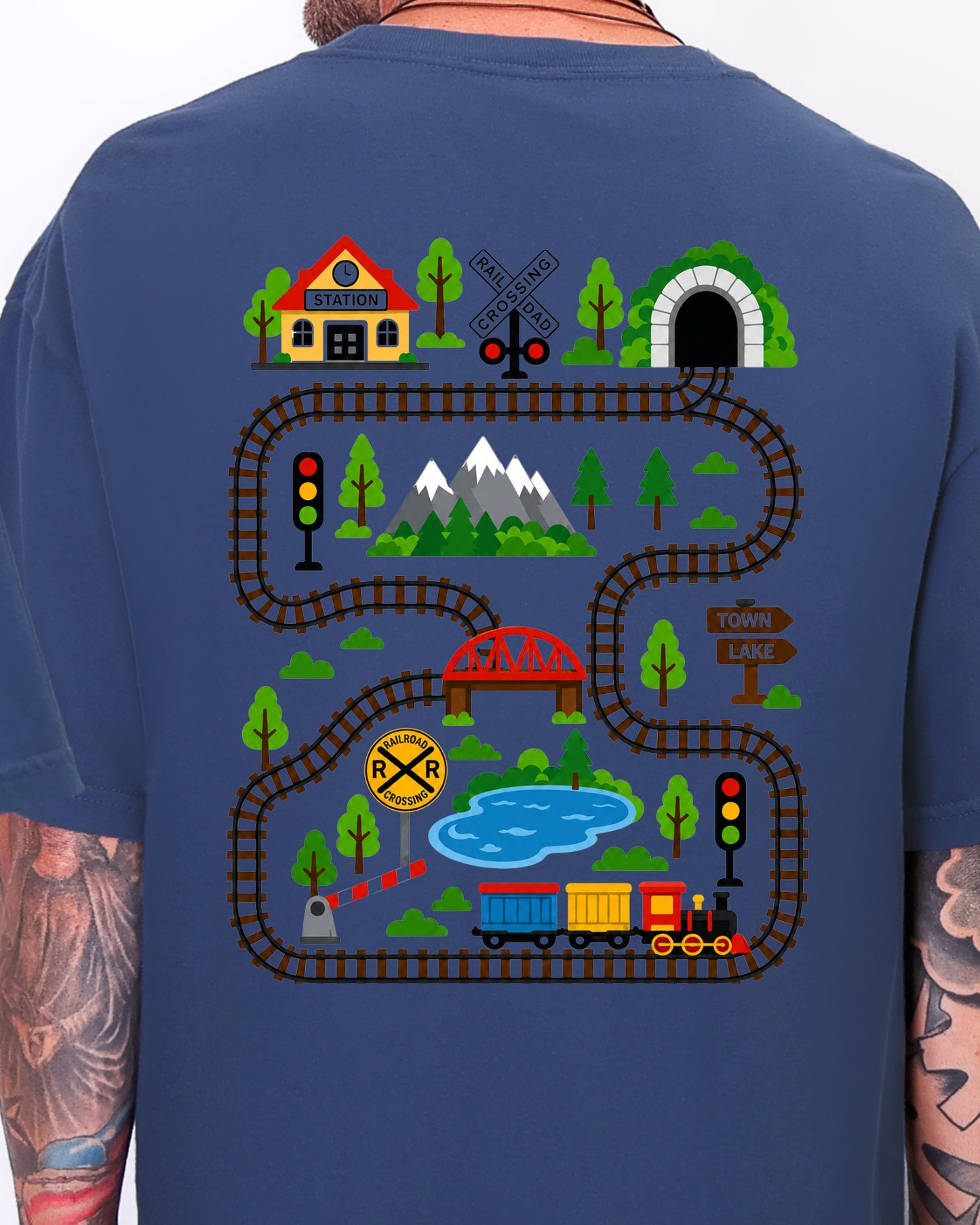 Tired Dads Club Train Shirt, Play Mat Tshirt for Dad, Interactive Tee, Fun Dad Gift, Train Engineer Shirt, Sensory Play Tee