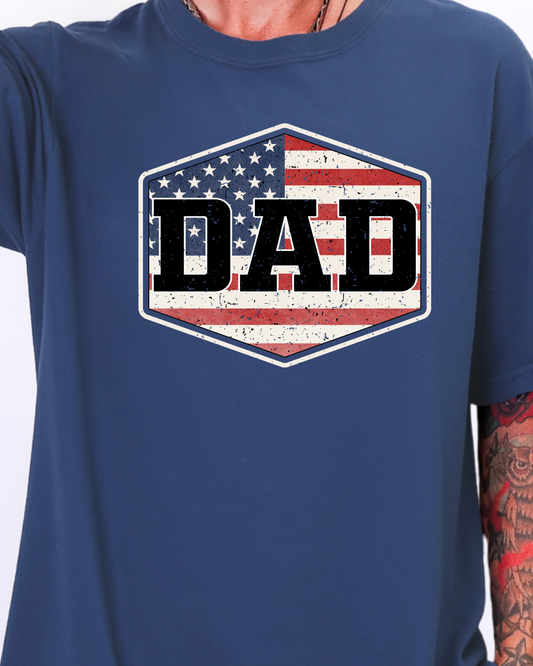 Patriotic Dad Shirt, Comfort Colors Dad Tee, Fathers Day Gift for Dad, American Flag Dad Shirt, 4th of July Dad Shirt
