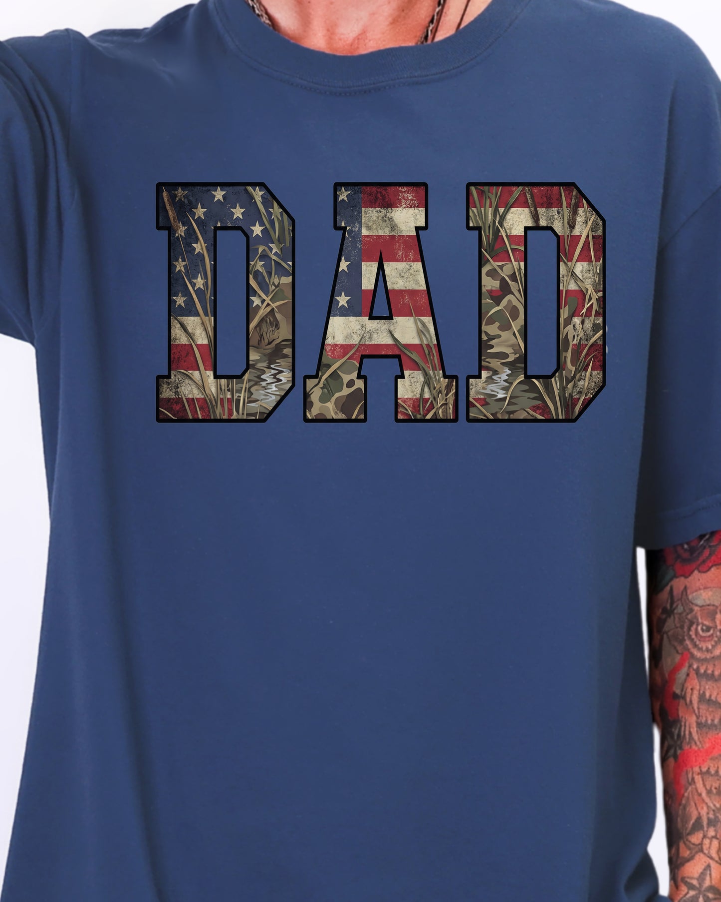 Patriotic Camo Dad Shirt | Father’s Day Gift for Dad | American Flag Dad Tee | Outdoor Dad Shirt