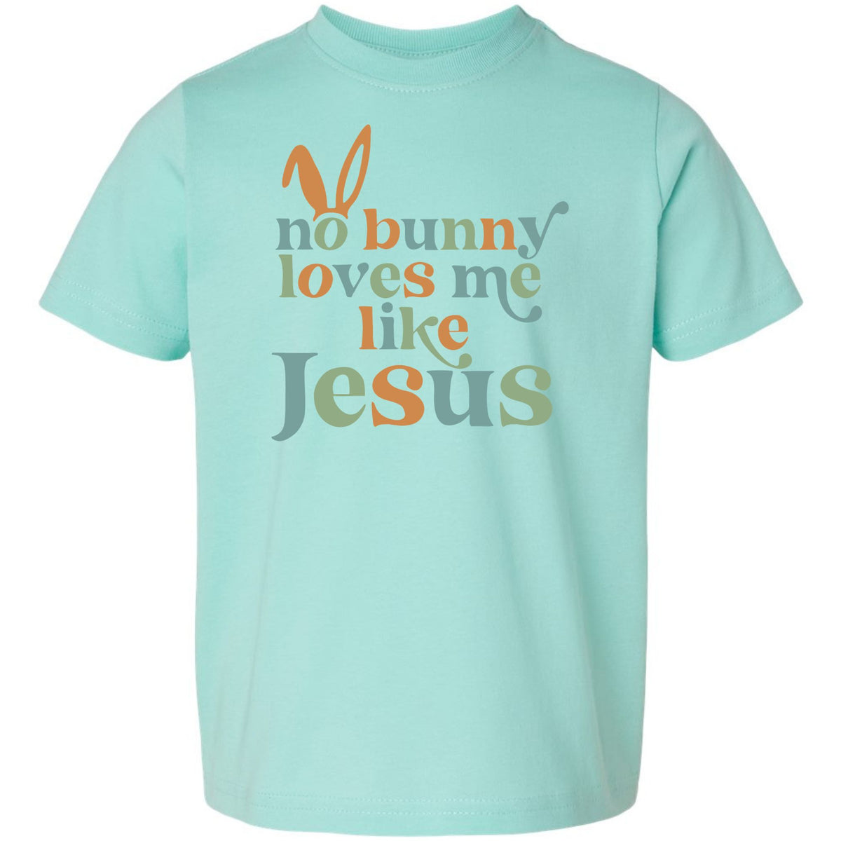 No Bunny Loves Me Like Jesus toddler graphic T-shirt in Saltwater