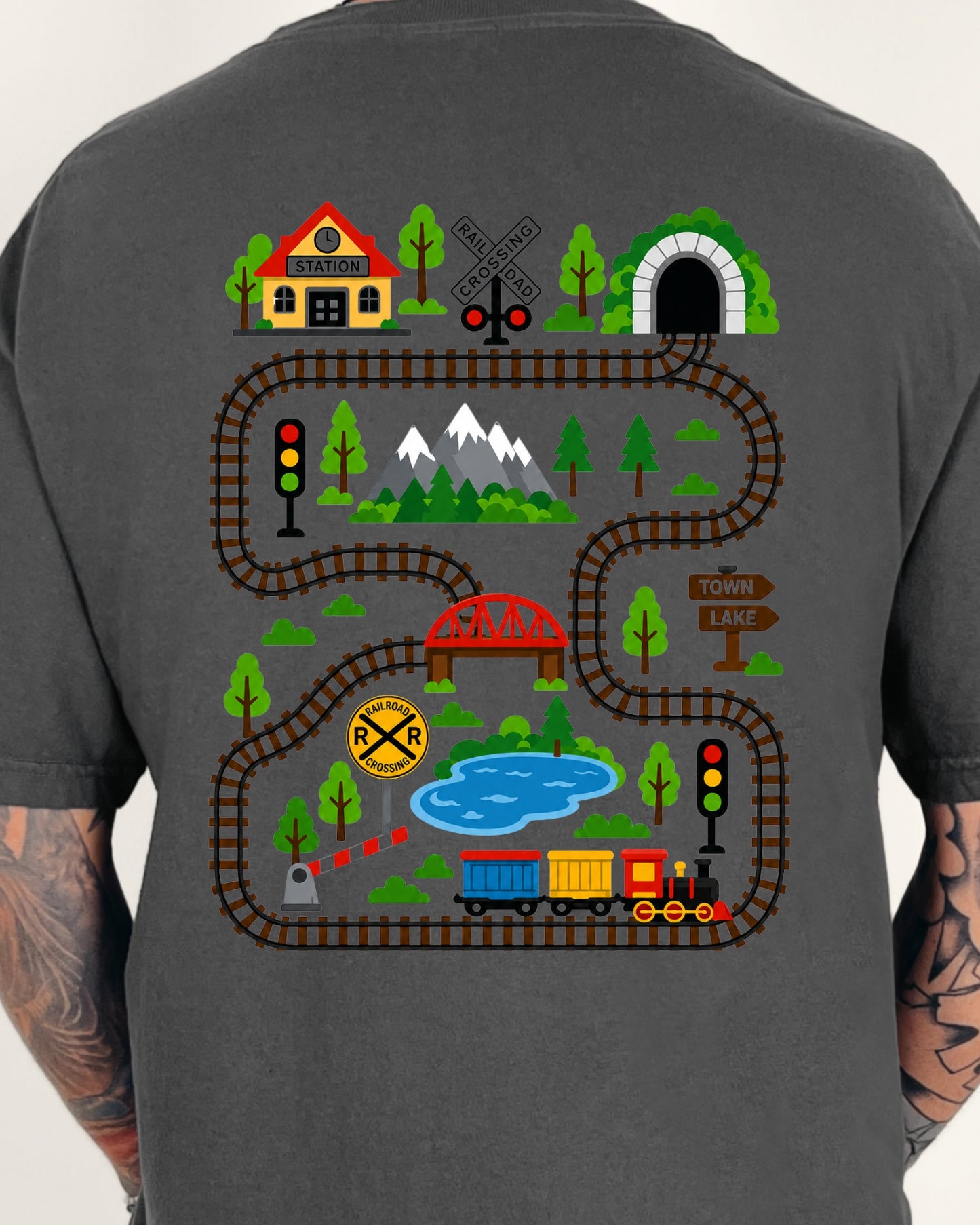 Tired Dads Club Train Shirt, Play Mat Tshirt for Dad, Interactive Tee, Fun Dad Gift, Train Engineer Shirt, Sensory Play Tee