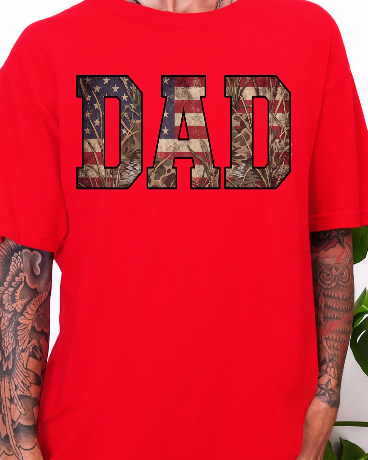Patriotic Camo Dad Shirt | Father’s Day Gift for Dad | American Flag Dad Tee | Outdoor Dad Shirt