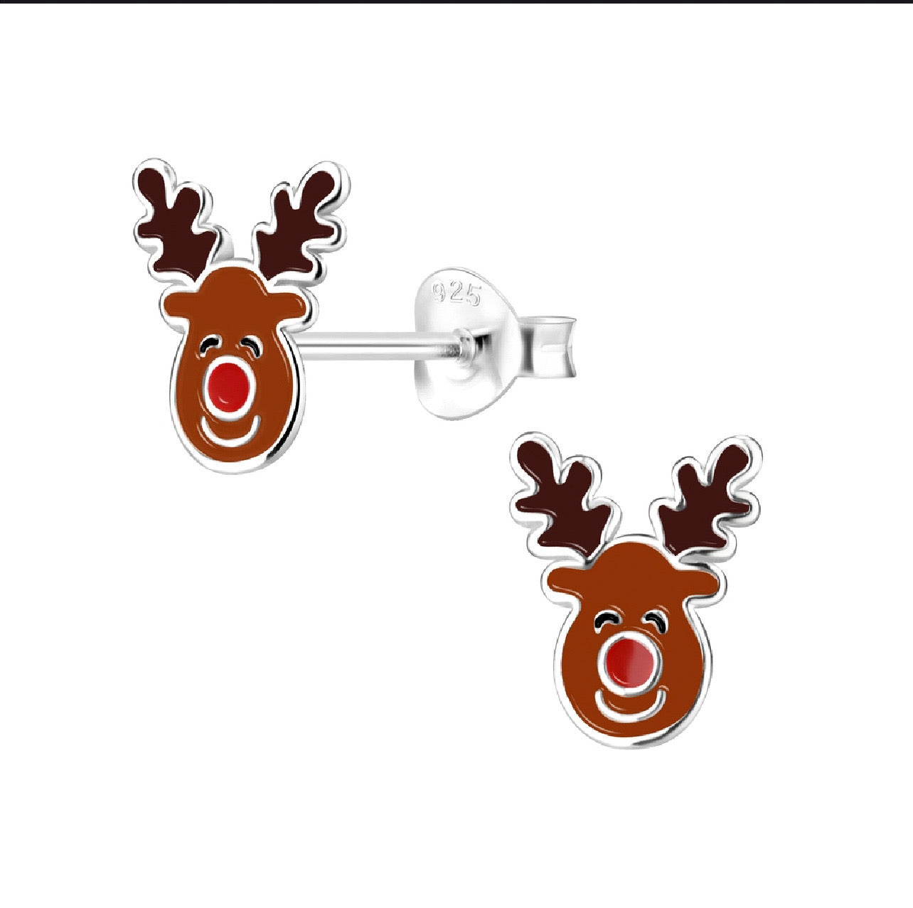 Reindeer Sterling Silver Earring Studs