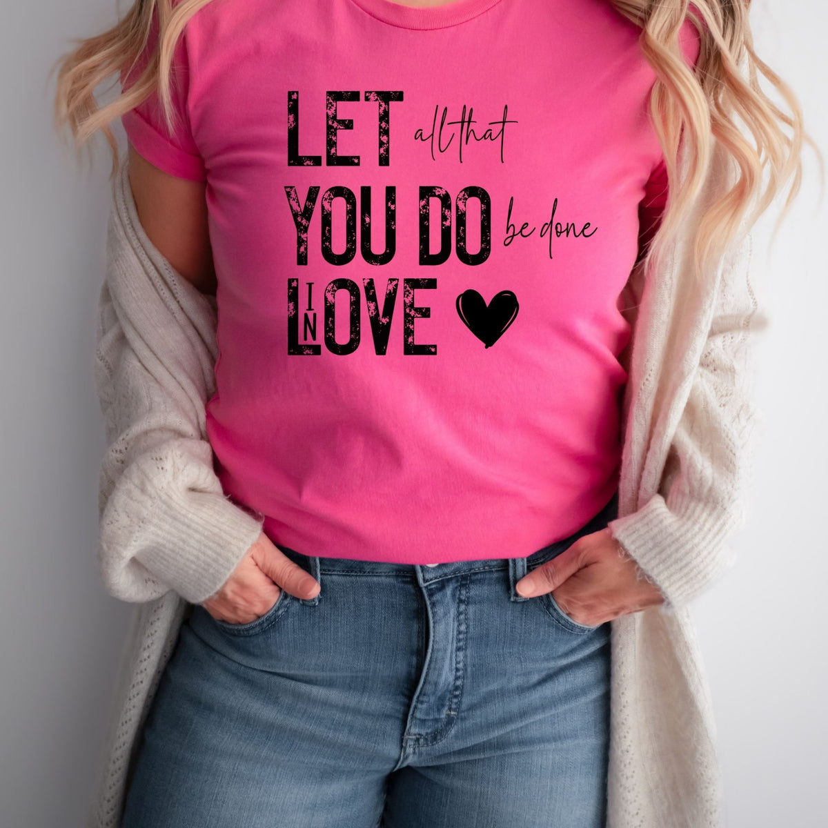 Retro Love graphic T-shirt in Charity Pink