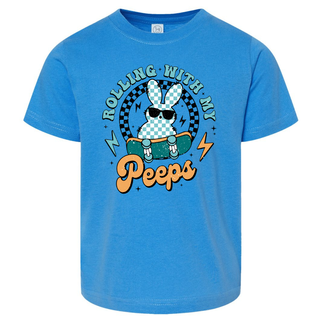 Rollin With My Peeps toddler graphic T-shirt in Tradewind