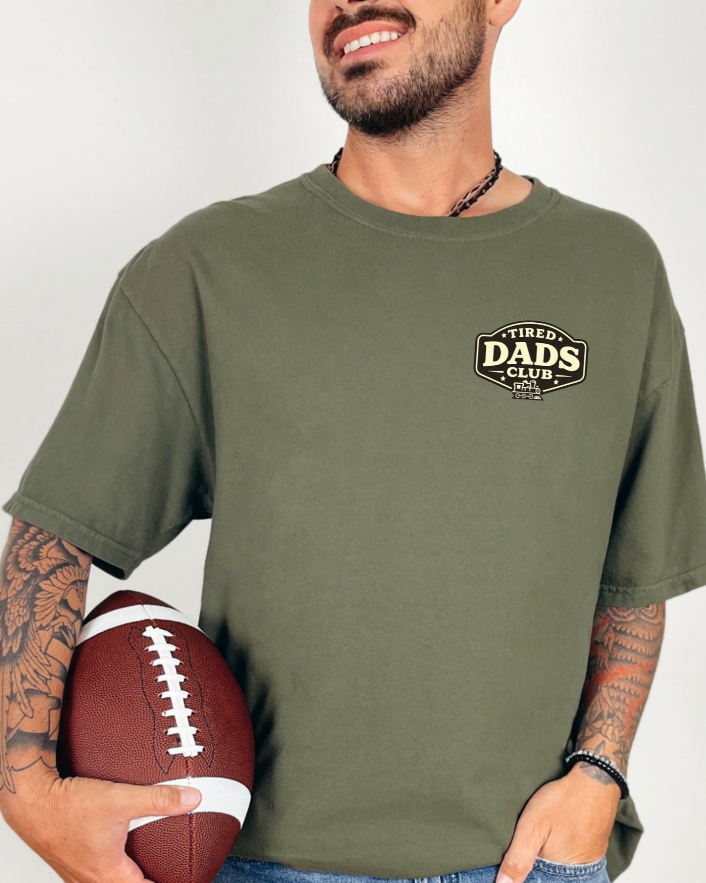Tired Dads Club Train Shirt, Play Mat Tshirt for Dad, Interactive Tee, Fun Dad Gift, Train Engineer Shirt, Sensory Play Tee