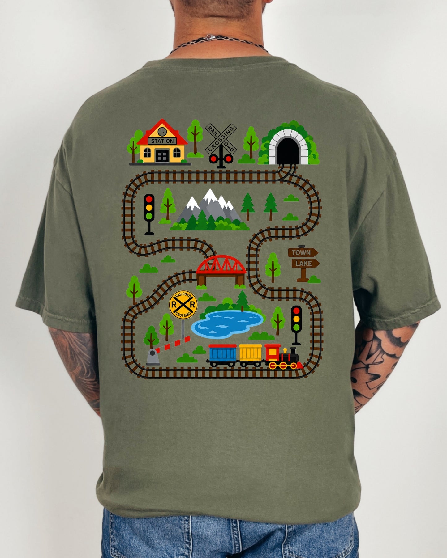 Tired Dads Club Train Shirt, Play Mat Tshirt for Dad, Interactive Tee, Fun Dad Gift, Train Engineer Shirt, Sensory Play Tee