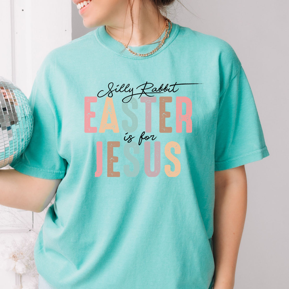 Silly Rabbit Easter Is for Jesus Comfort Colors T-shirt in Chalky Mint