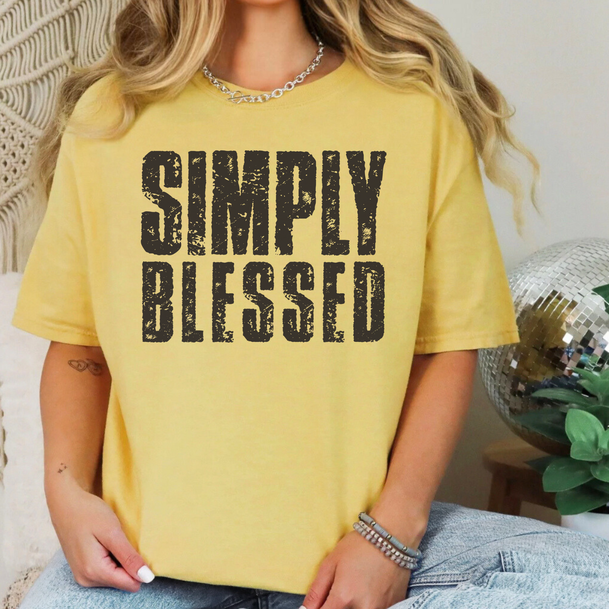 Simply Blessed Comfort Colors 1717 T-shirt in Mustard