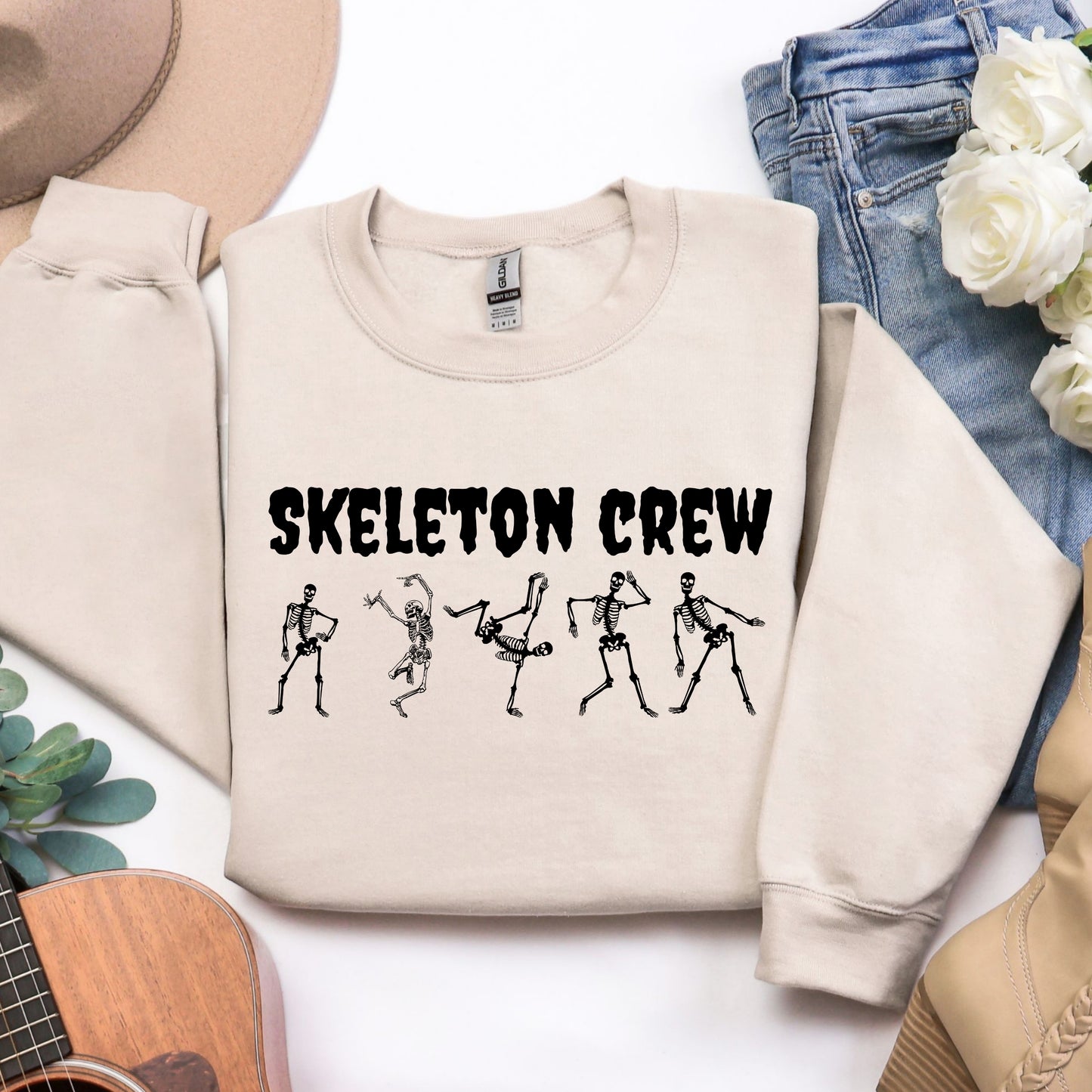 Skeleton Crew Halloween Sweatshirt –Dancing Skeletons