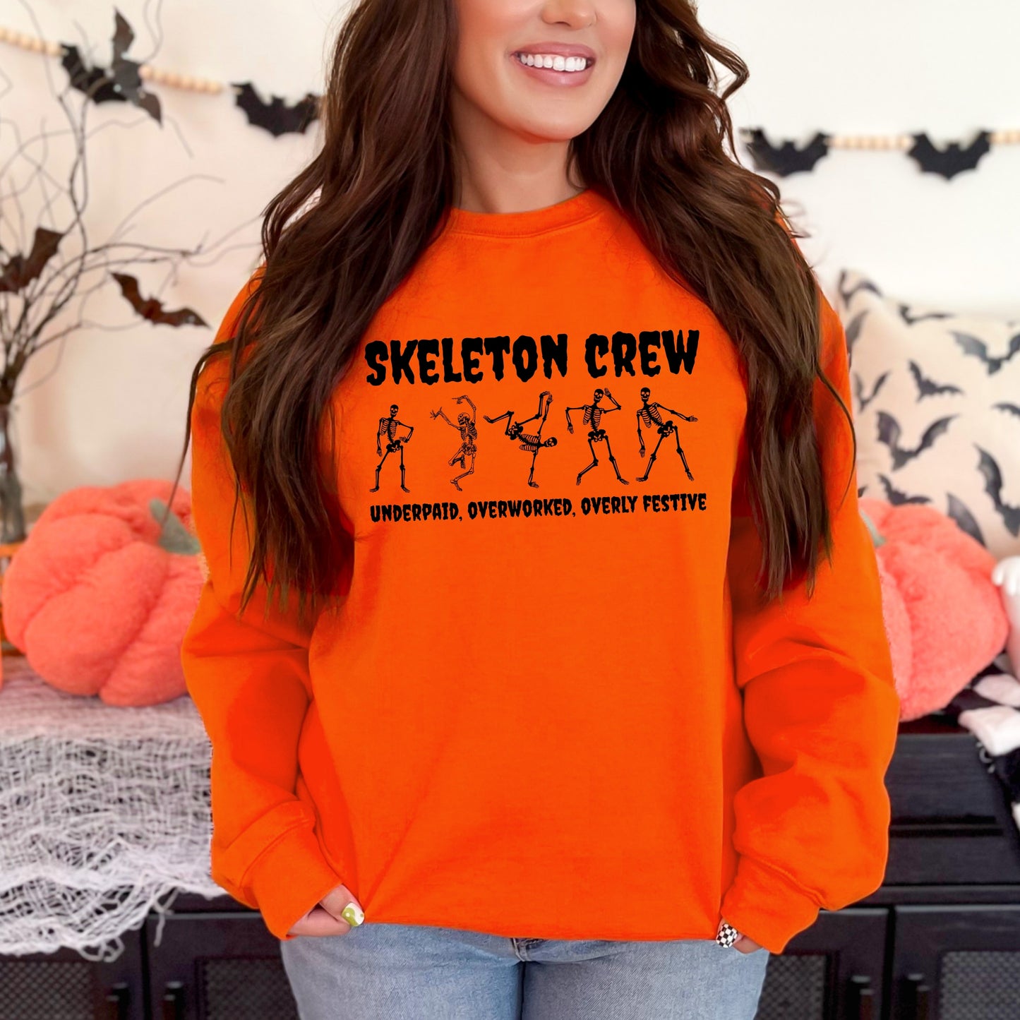 Skeleton Crew Sweatshirt – Overworked & Overly Festive