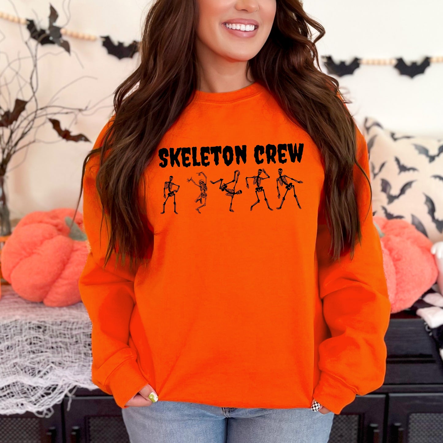 Skeleton Crew Halloween Sweatshirt –Dancing Skeletons