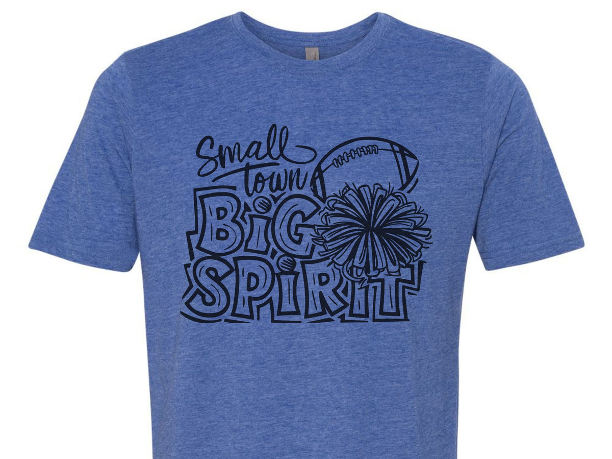 small town big spirit unisex t shirt small town big spirit football cheer tshirt royal next level 6200 tshirt
