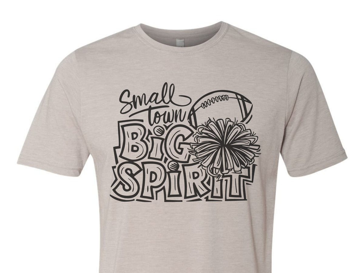 small town big spirit unisex t shirt small town big spirit football cheer tshirt  silver next level 6200 tshirt