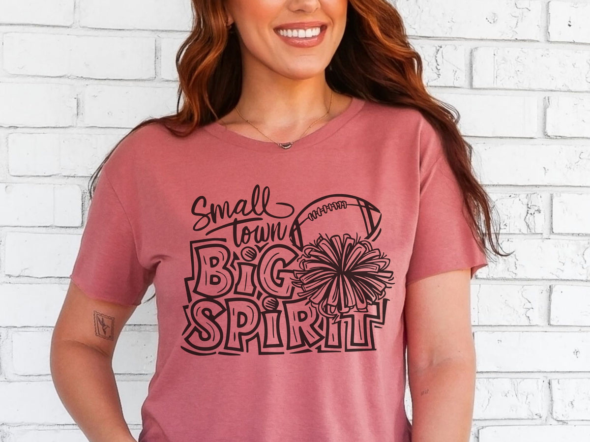 small town big spirit unisex t shirt small town big spirit football cheer tshirt smoked paprika next level 6200 tshirt