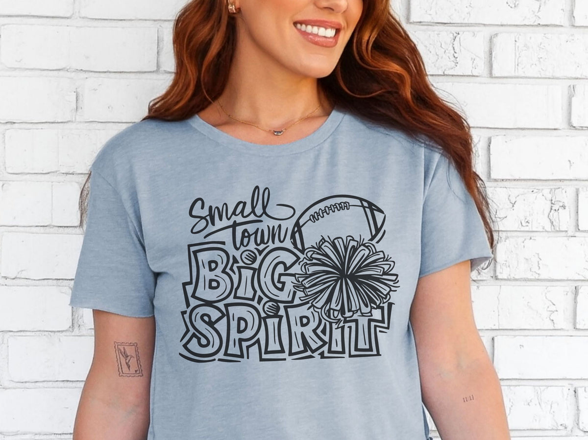 small town big spirit unisex t shirt small town big spirit football cheer tshirt stone washed denim next level 6200 tshirt