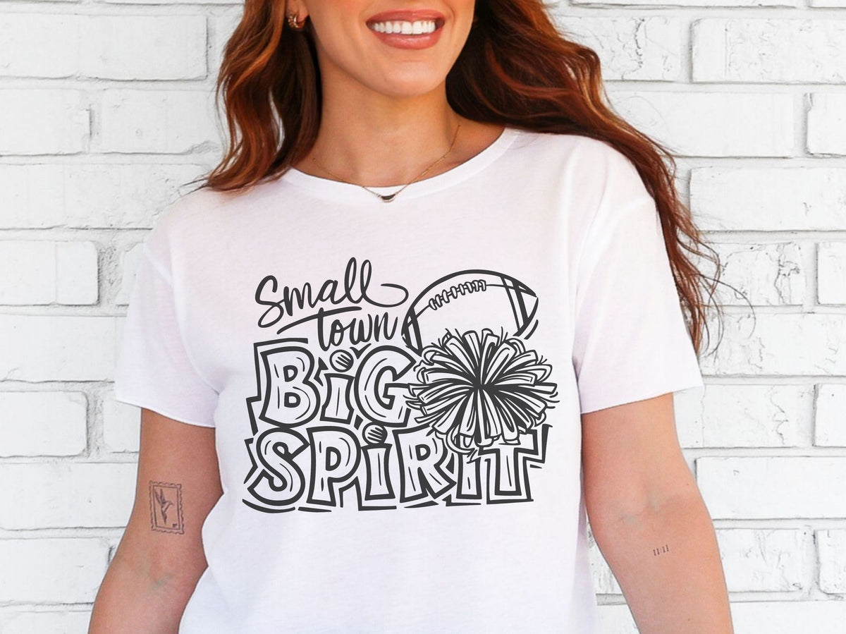 small town big spirit unisex t shirt small town big spirit football cheer tshirt white next level 6200 tshirt