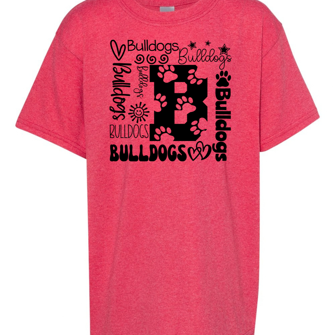 square bulldogs youth t shirt 5000b -heather red- flatlay