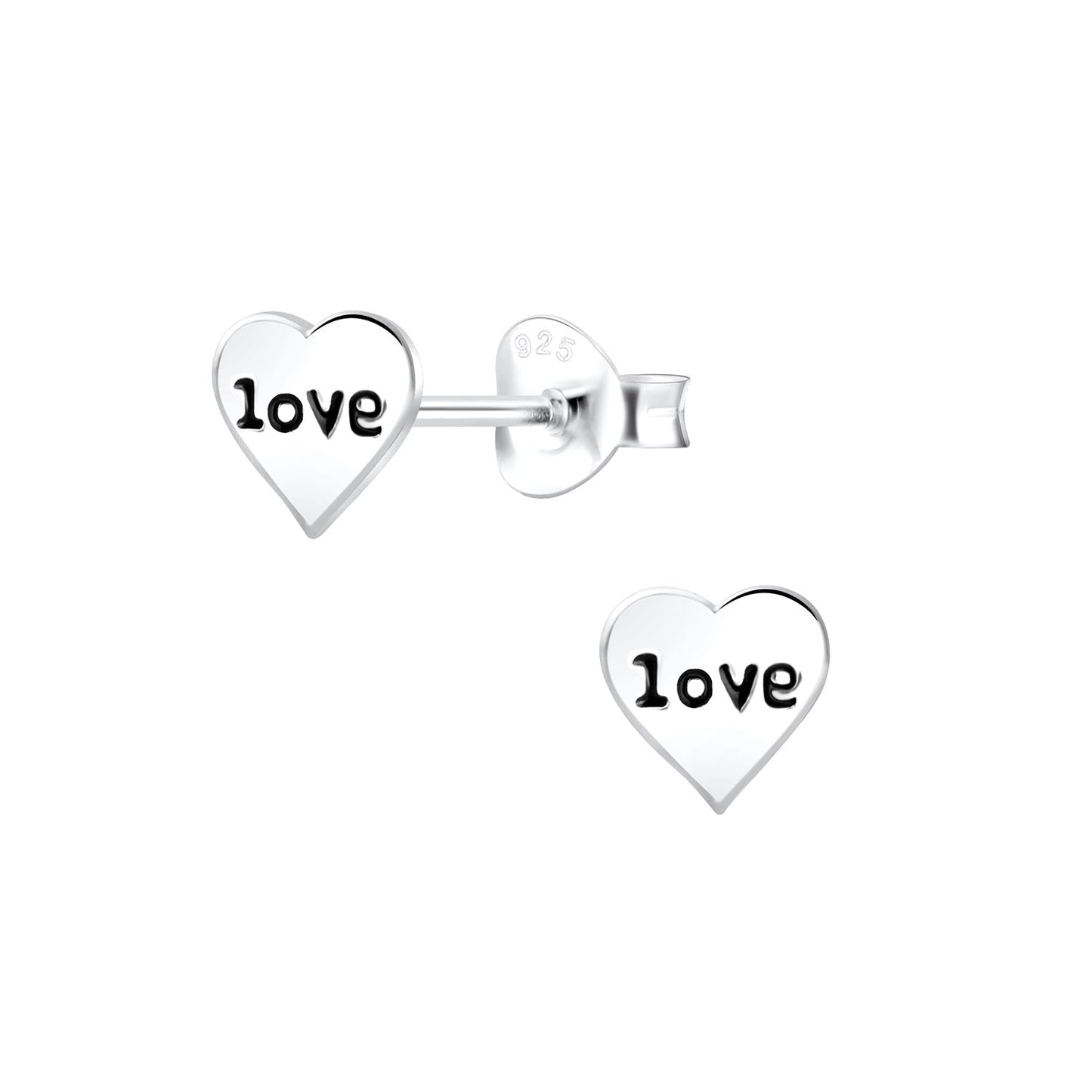 Love Valentine Sterling Silver Stud Earrings