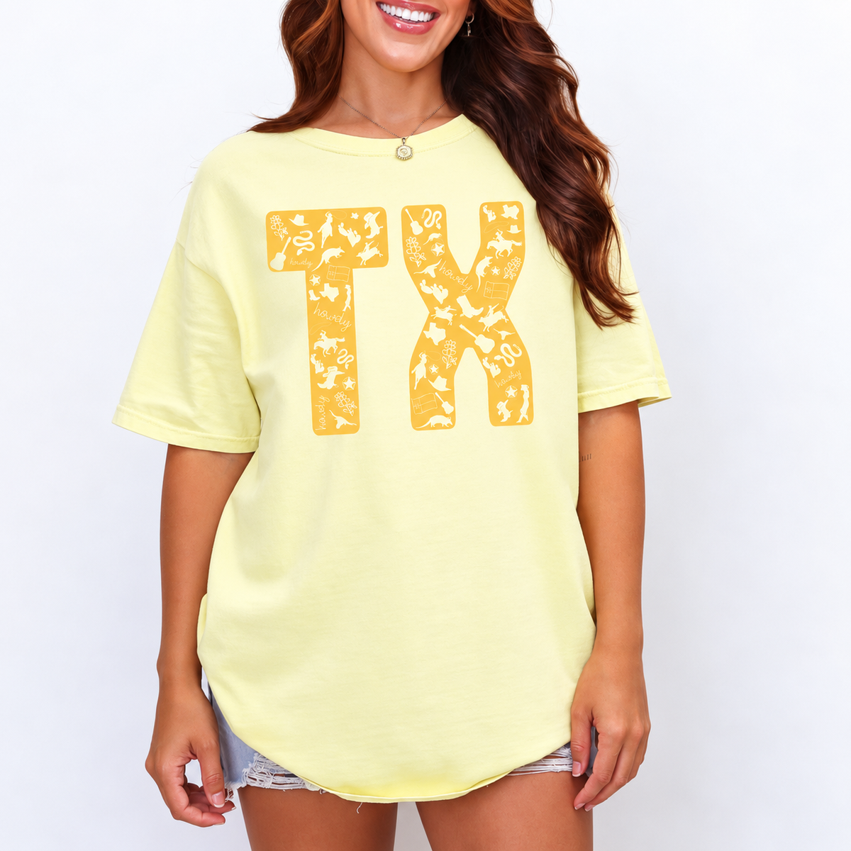 Texas symbols TX graphic T-shirt in Banana