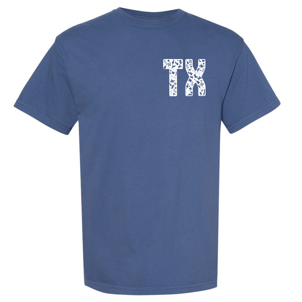 Texas symbols TX graphic T-shirt in China Blue