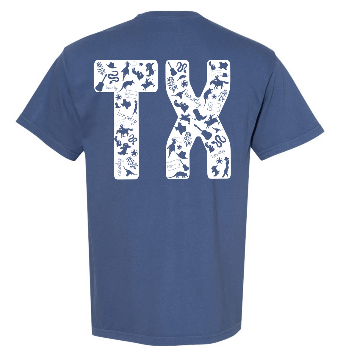 Texas symbols TX graphic T-shirt in China Blue