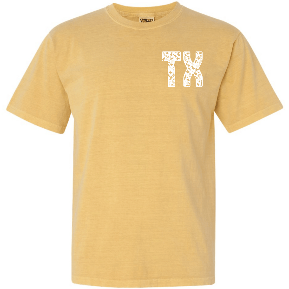 Texas symbols TX graphic T-shirt in Mustard