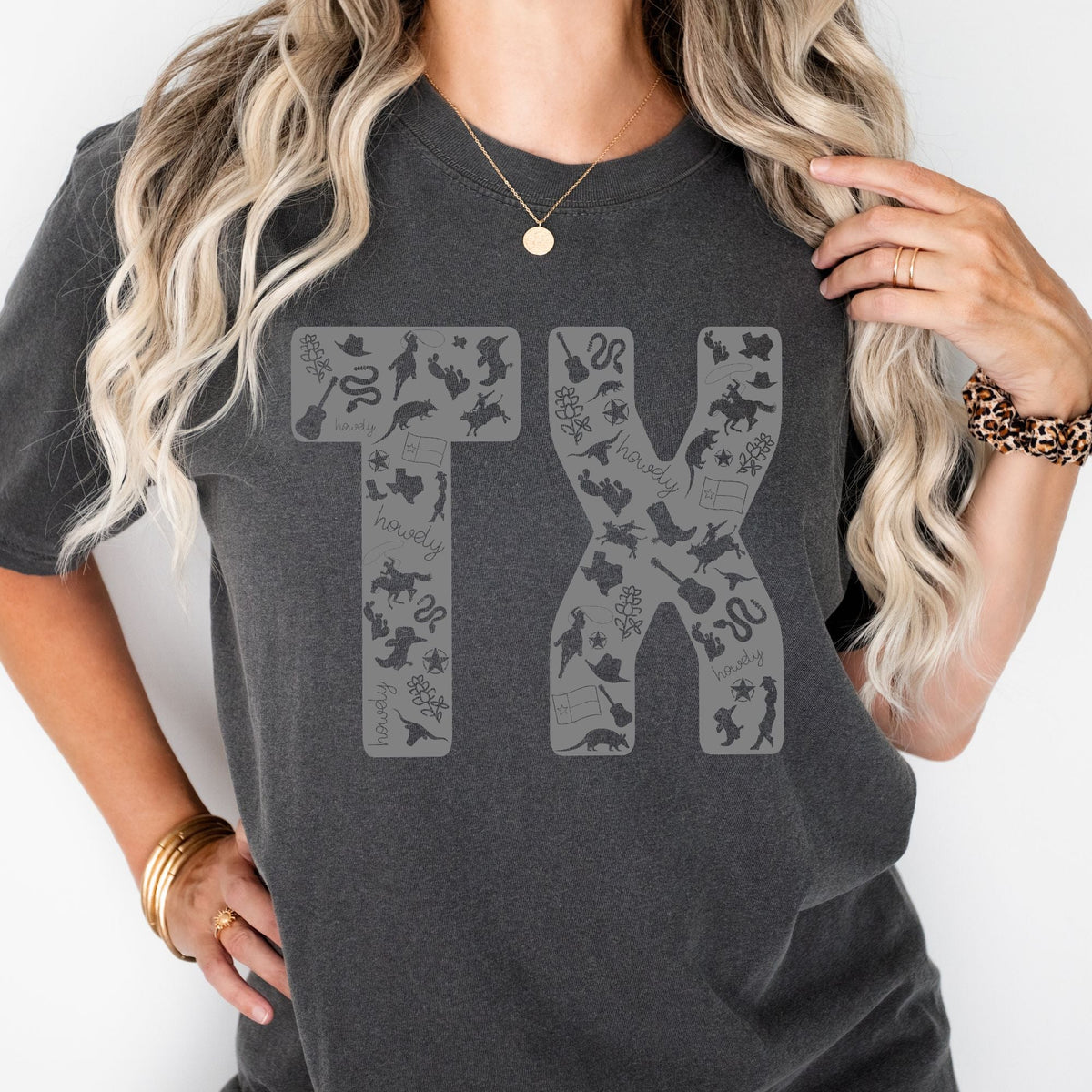 Texas symbols TX graphic T-shirt in Pepper