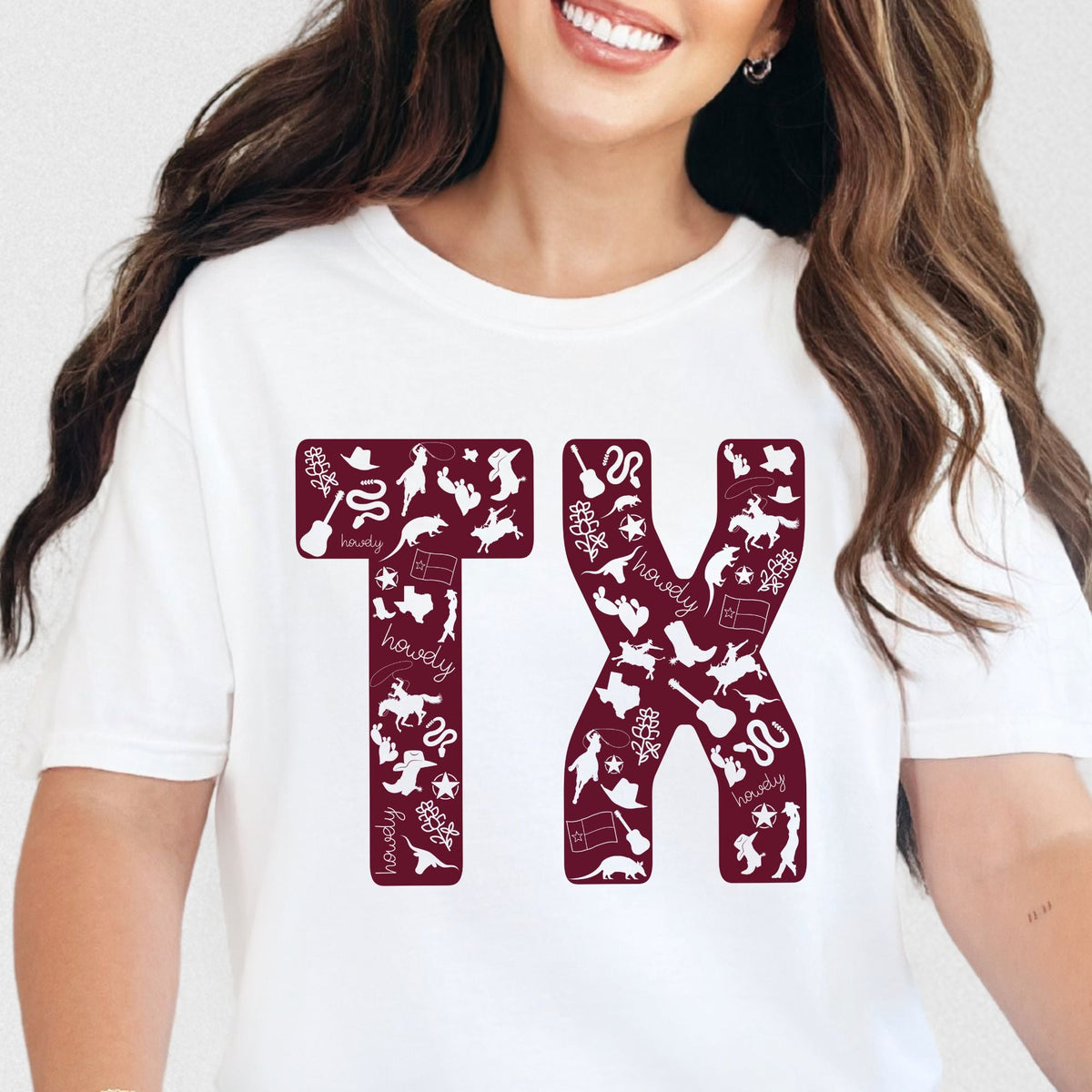 Texas symbols TX graphic T-shirt in White